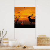 Sunset Deer Silhouette Poster (Küche)