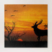 Sunset Deer Silhouette Puzzle (Vertikal)