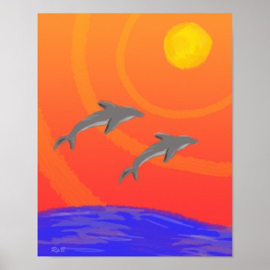 Sunset Delphins: Drucken Poster (Vorne)