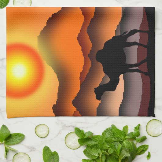 Sunset Desert Camel Kitchtuch Geschirrtuch (Gefaltet)