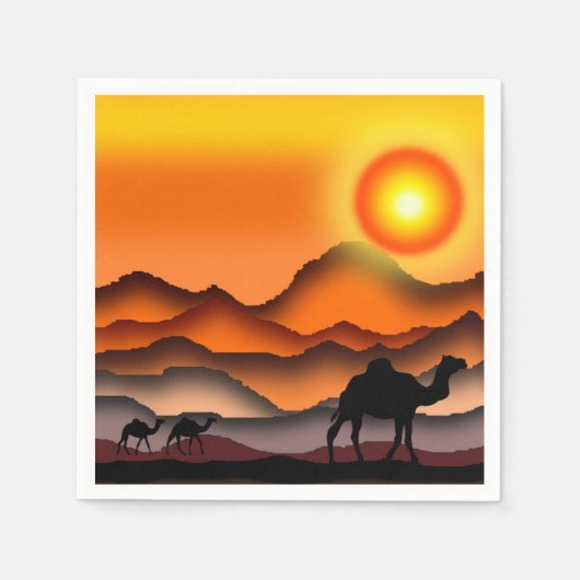 Sunset Desert Camel Napkins Serviette (Vorderseite)