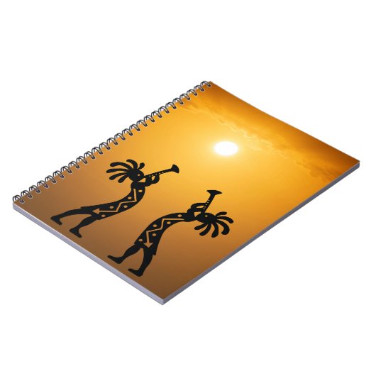 Sunset Desert Sun Kokopelli Notebook Notizblock (Linke Seite)