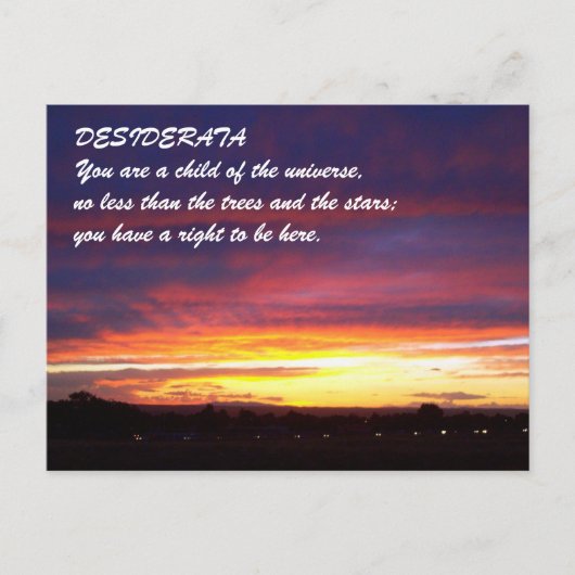 Sunset DESIDERATA Postkarte (Vorderseite)