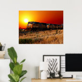 Sunset Diesel Lokomotive Train 32"x24" Poster (Heimbüro)
