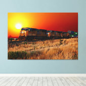 Sunset Diesel Lokomotive Train 48"x32" groß Leinwanddruck (Insitu (Holzboden))