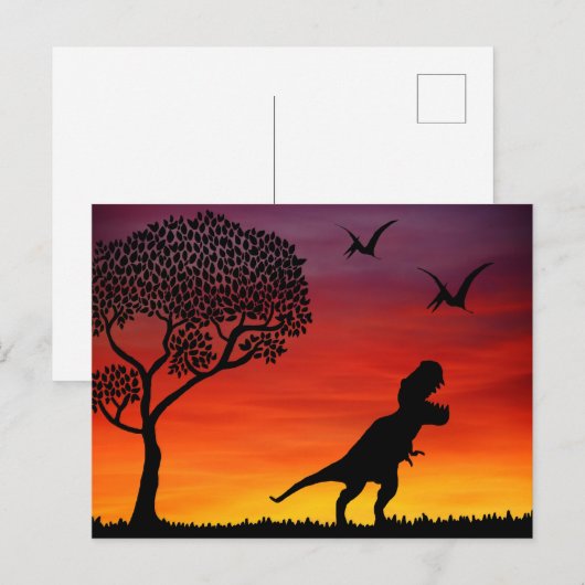 Sunset Dinosaurier Postkarte (Vorne/Hinten)