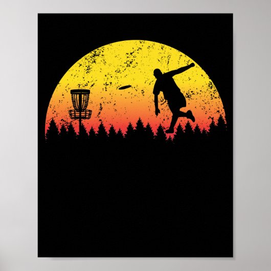 Sunset Disk Golf Tree Körbchen Fly Throwing Poster (Vorne)