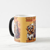 Sunset Dog & Cat Stilvoll Zeichnend Verwandlungstasse (Vorderseite Links)