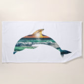 Sunset Dolphin Beach Strandtuch (Vorderseite)