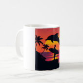 Sunset Dolphin und Surfer Tropical Beach Coffee Mu Kaffeetasse (Vorderseite Links)