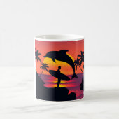 Sunset Dolphin und Surfer Tropical Beach Coffee Mu Kaffeetasse (Mittel)