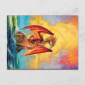 Sunset Dragon Postcard - Magische Fantasie Kunst Postkarte (Vorderseite)