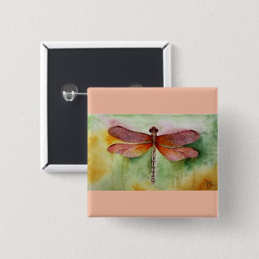Sunset Dragonfly Button (Vorne & Hinten)