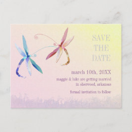 Sunset Dragonfly Couple Wedding Save the Date Ankündigungspostkarte