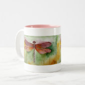 Sunset Dragonfly Zweifarbige Tasse (Vorderseite Links)