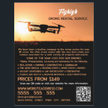 Sunset Drone Silhouette, Drone Rental Company Flyer<br><div class="desc">Sunset Drone Silhouette,  Drone Rental Company Werbung Flyer durch den Business Card Store.</div>