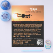 Sunset Drone Silhouette, Drone Rental Company Flyer (Einzeln)