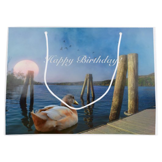 Sunset Duck Happy Birthday Große Geschenktüte (Vorderseite)