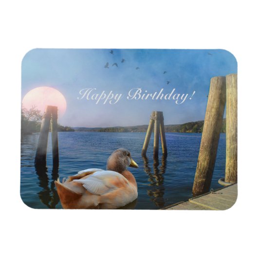 Sunset Duck Happy Birthday Magnet (Horizontal)