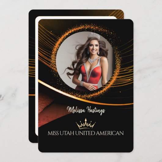 Sunset Dust Premium Pageant Promo Card Einladung (Vorne/Hinten)