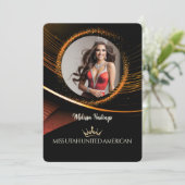 Sunset Dust Premium Pageant Promo Card Einladung (Stehend Vorderseite)