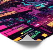 Sunset Dystopian City - Neon Ink Illustration Poster (Ecke)
