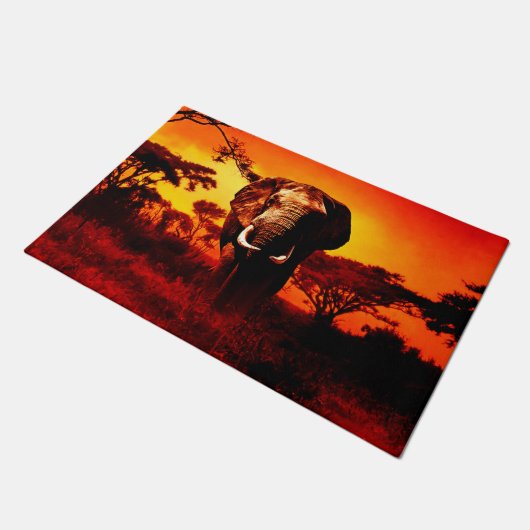 Sunset Elephant Fußmatte (Schrägansicht)