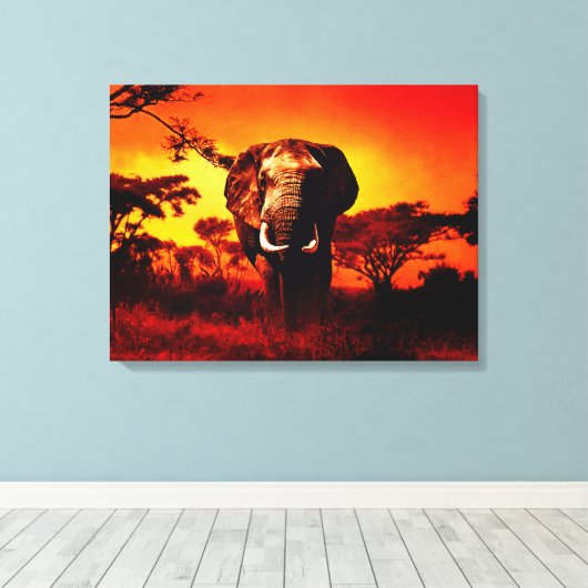 Sunset Elephant Leinwanddruck (Insitu (Holzboden))