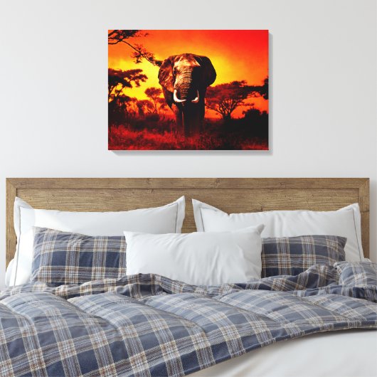 Sunset Elephant Leinwanddruck (Insitu (Schlafzimmer))