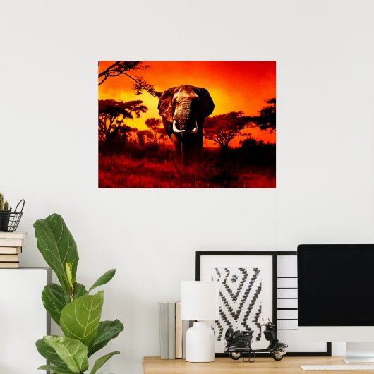 Sunset Elephant Poster (Heimbüro)