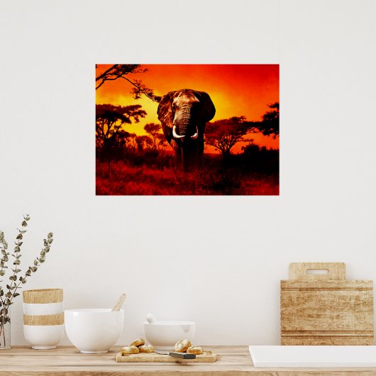 Sunset Elephant Poster (Küche)