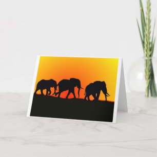 Sunset Elephants Birthday Card Karte