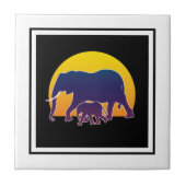 Sunset Elephants Fliese (Vorderseite)
