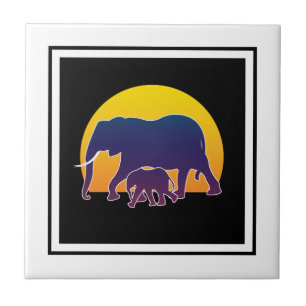 Sunset Elephants Fliese