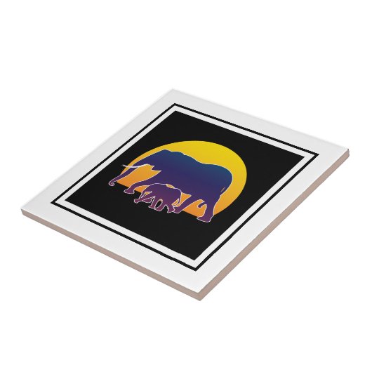 Sunset Elephants Fliese (Seite)