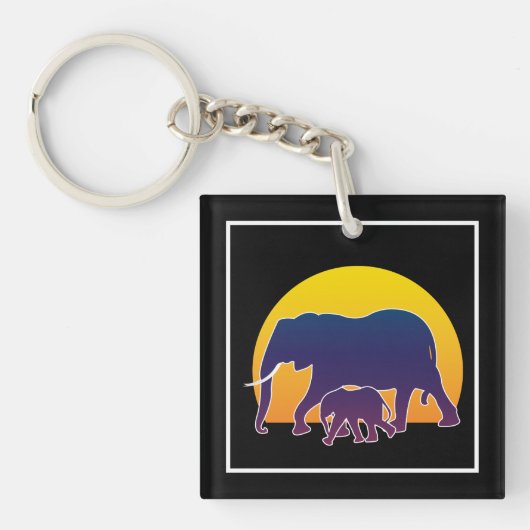 Sunset Elephants Schlüsselanhänger (Vorderseite)
