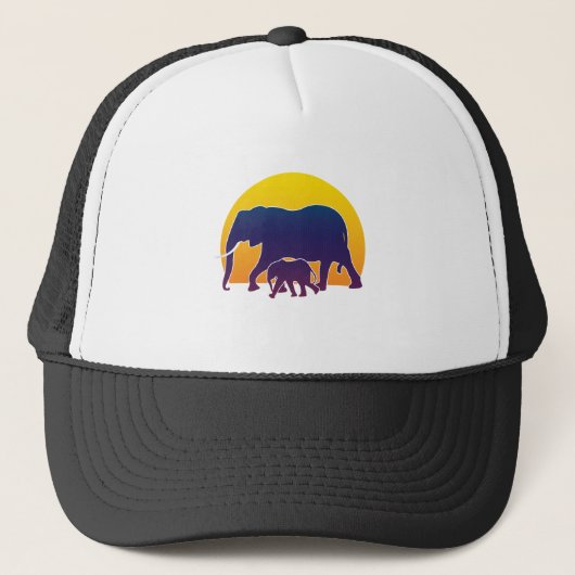 Sunset Elephants Truckerkappe (Vorderseite)