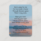 Sunset Evening Sky Dusk Memorial Pocket Keepsake Visitenkarte (Vorderseite)