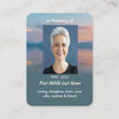 Sunset Evening Sky Dusk Memorial Pocket Keepsake Visitenkarte (Rückseite)