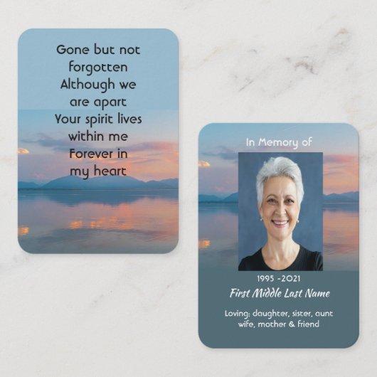 Sunset Evening Sky Dusk Memorial Pocket Keepsake Visitenkarte (Vorne/Hinten)