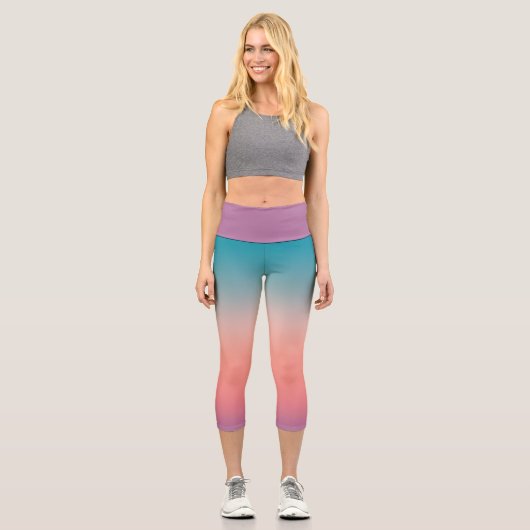 Sunset Fade Pastel Capri Leggings (Vorderseite)