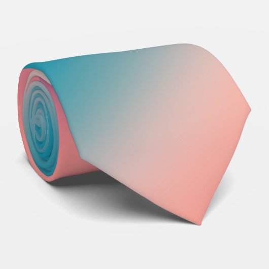 Sunset Fade Pastell Ombre Pink Aquamarin Krawatte (Gerollt)