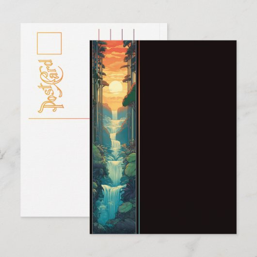 Sunset Falls Postkarte (Vorne/Hinten)