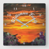 Sunset Family 2584 Quadratische Wanduhr (Vorderseite)