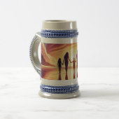 Sunset Family Beach Walk Beer Stein - Tasse (Vorderseite Links)