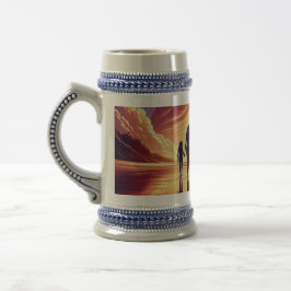 Sunset Family Beach Walk Beer Stein - Tasse