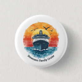 Sunset Family Name Vacation Cruise Ship Keepsake Button