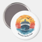 Sunset Family Name Vacation Cruise Ship Keepsake Magnet (Vorderseite/Rückseite)