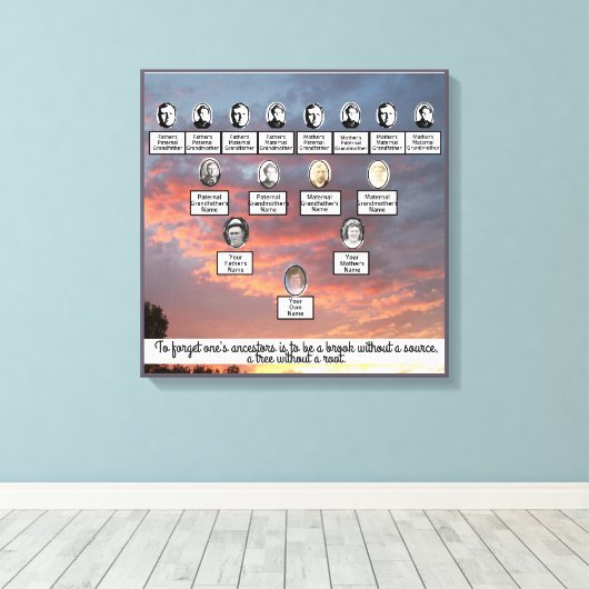 Sunset Family Tree Viergenerationen Leinwand Art (Insitu (Holzboden))