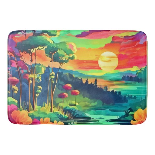 Sunset Fantasy Landschaft Badematte (Vorderseite)